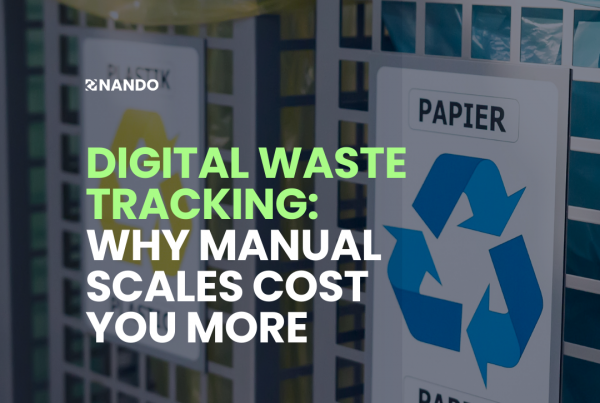 Comparison between mechanical waste scale and digital NANDO.App reporting dashboard for ESG compliance