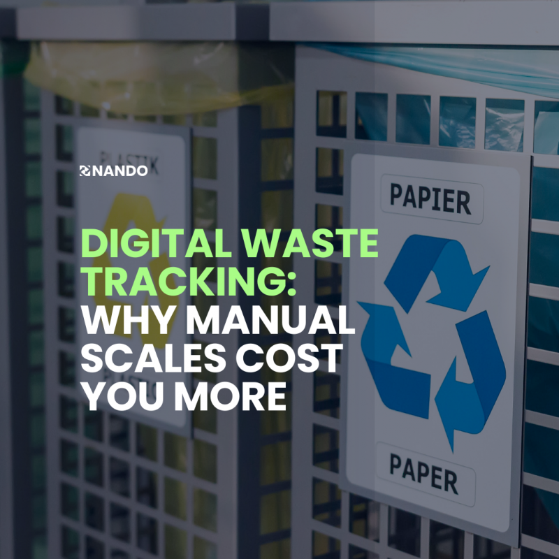 Comparison between mechanical waste scale and digital NANDO.App reporting dashboard for ESG compliance