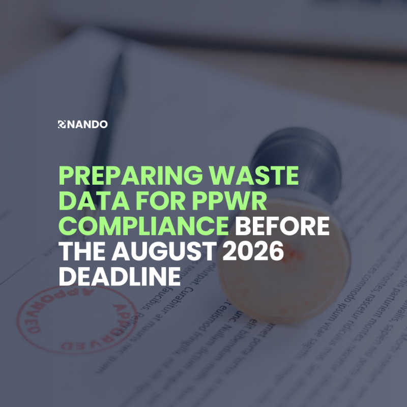 Team analyzing waste sorting data on dashboard for PPWR compliance preparation
