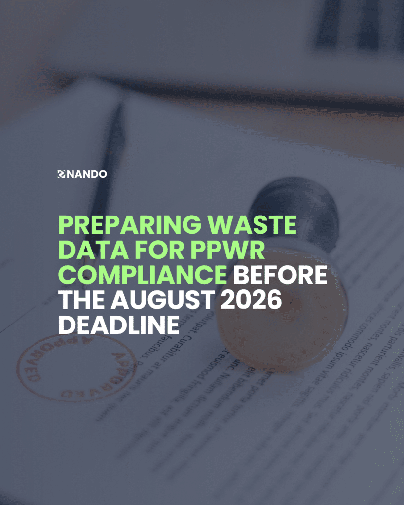 Team analyzing waste sorting data on dashboard for PPWR compliance preparation